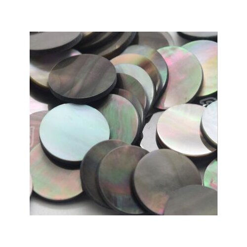 Hot Sale 10mm-15mm Round Double Flat Shape Black Color Natural Mother of Pearl Slice