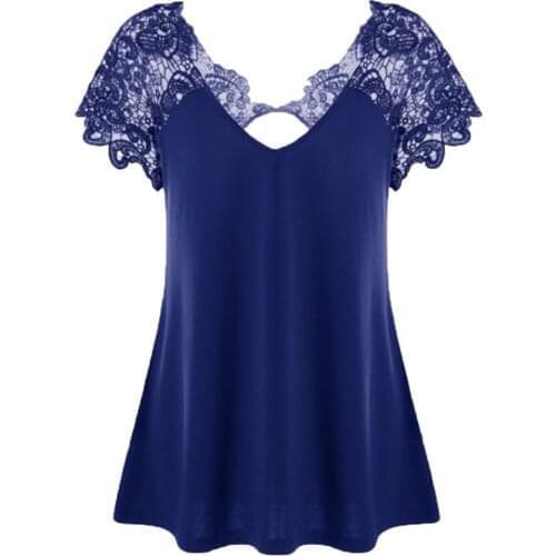 5xl Plus Size Lace Patchwork Tunic Shirts Fashion V-neck Short Sleeve Blouses Top Casual Summer Blouse Women Elegant Топ Женский