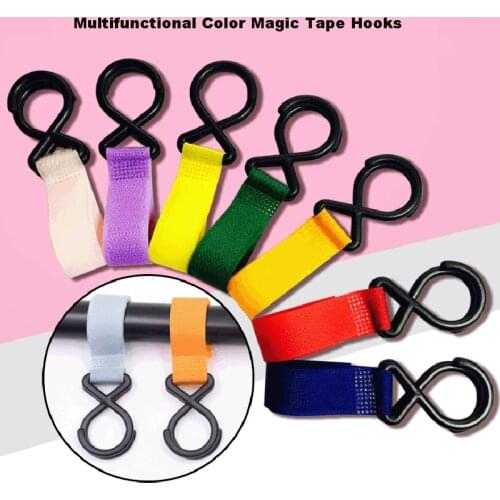 5PCS Stroller Hook Self adhesive Hooks Bicycle Suspension hook Keys Hanger Nylon buckle Magic Tape wall organizer Home Decor