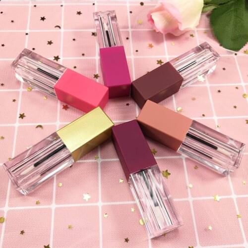 10/30/50pcs Square Empty Lip Gloss Tube,Pink Clear/Matte Lip Gloss Refillable Bottles,Plastic Liquid Lipstick Container