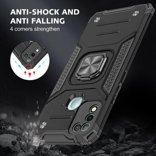 Magnetic Metal Ring Stand Armor Shockproof Case For Infinix Hot 10 Play Note 7Lite Smart 4 Zero 8 8i Soft TPU Hard PC Back Cover