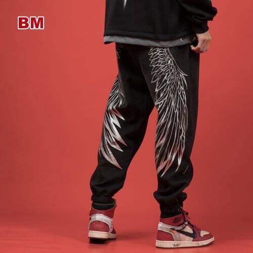 Fashion Hip Hop Angel Wings Print Casual Joggers Men Women Summer Thin Loose Sweatpants Plus Size Couple Sports Jogging Pants