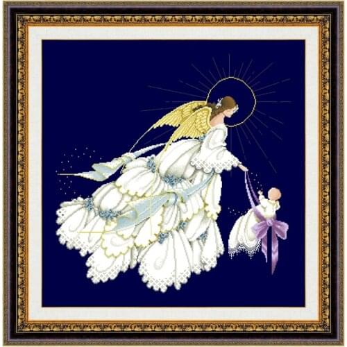 Angel of Mercy cross stitch kit fairy Dreampattern 18ct 14ct 11ct deep blue canvas embroidery DIY needlework wall decor