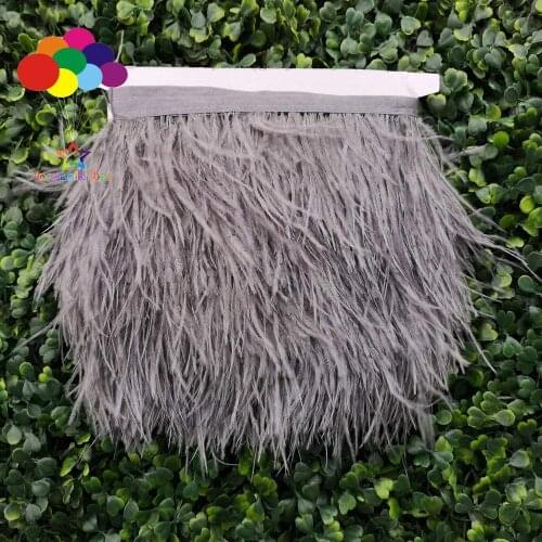 Z&Q&Y natural beautiful ostrich hair dyed dark gray made into cloth masquerade costume DIY accessories crafts feathers