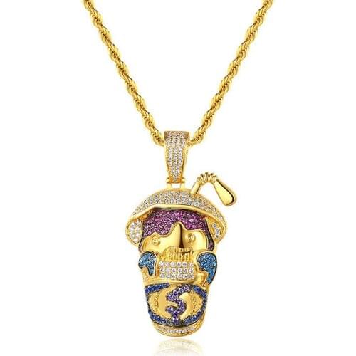 New AAA Cubic Zirconia Cartoon Folivora MenS Pendant Ice Out Hip Hop Necklace party jewelry Gift