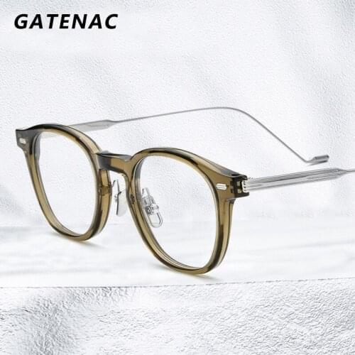 Luxury Acetate Titanium Glasses Frame Men 2021 New Retro Round Prescription Eyeglasses Frame Women Korea Myopia Optical Eyewear
