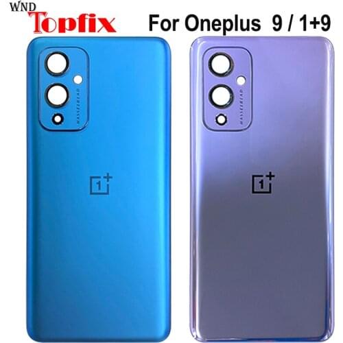 Original Glass For OnePlus 9 Back Battery Cover Door Rear Glass Oneplus 9 Battery Cover 1+9 Housing + Camera Lens