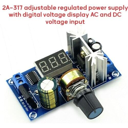 LM317 Power Regulator Board 2A Adjustable Regulated Power Supply with Digital Voltage Display