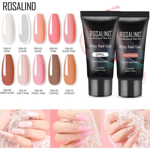 ROSALIND Poly Nail Gel Varnishes UV LED Builder Gel 30ML Nail Polish Set For Nail Extension Design Manicure Poly Primer Art