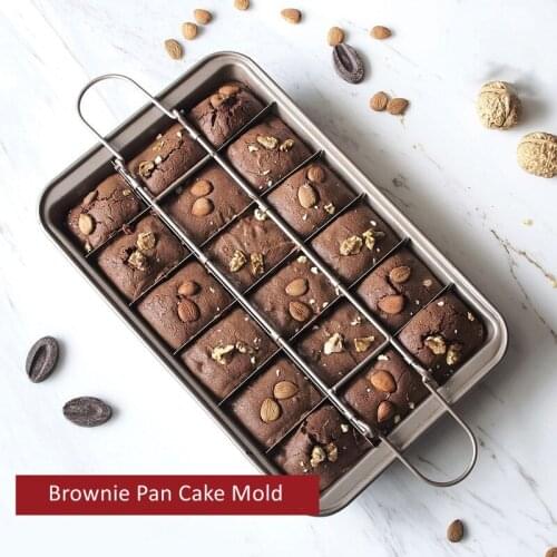 Brownie Baking Pan Cake Mold Non-Stick Baking Pan Square Bread Baking Thickened Solid Bottom Brownie Pan Bakeware Kitchen Tools