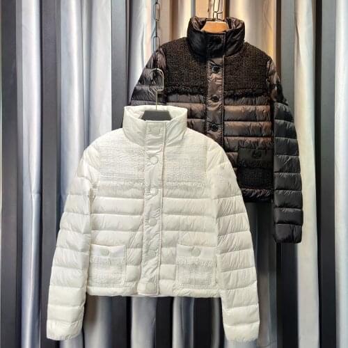 Down Jacket Womens Short 2020 New Trendy Lunaire Lightweight Lace Stitching Graceful White Duck down Coat