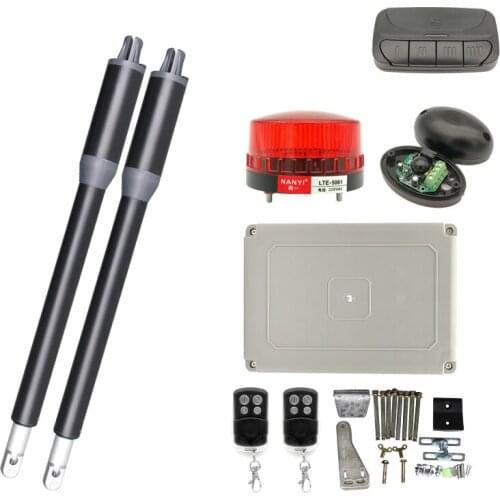 200KG Remote Control Electric Swing Gate Opener Motor Double Door Home Garage Door Driver with Car Remote Warning Light Sensor