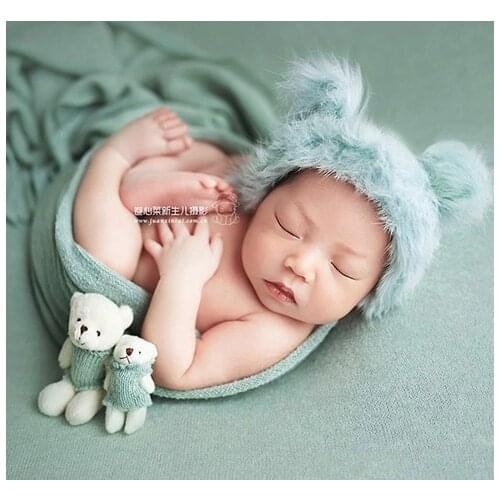 Baby Photography Props Newborn Photography Hat Bear Doll Newborn Hat Photography Accessories (1pc Baby Hat and 1pc Bear Doll)