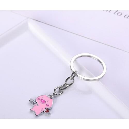 Pink pig lover Key Chains For Women Men Alloy Metal animal Pendant Key Ring Car Keychain Bag Charm Keyring Best friend gift