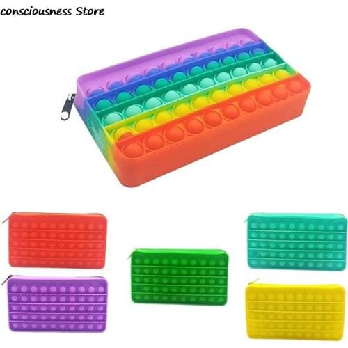 Silicone Pressing Pencil Case Student Large-capacity Rectangle Shape Bubble Stationery Box Gift