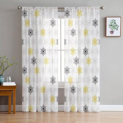 Snowflake Pattern Sheer Curtains for Living Room Bedroom Kitchen Tulle for Windows Voile Drapes Home Decoration