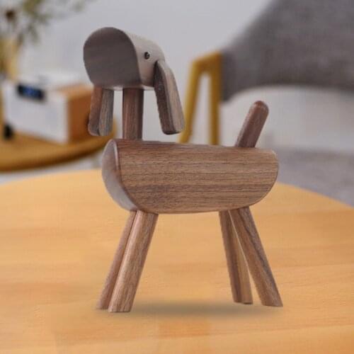 Walnut Wood Statue, Home Bookcase Animal Dog Figurines Decoration, Bedroom Office Home Decor Boys Girls Birthday Gift