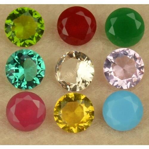 Sale 50pcs/Lot 4~15mm 5A Various Colors Loose Glass Stone Round Shape Brilliant Cut Glass Beads Lab Synthetic Gems For Jewelry