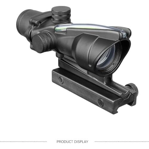 Tactical ACOG Style 1X32 Red Green Dot Sight Real Fiber Optic Riflescope with 20mm Picatinny Rail for M16 Rifle Hunting Caza