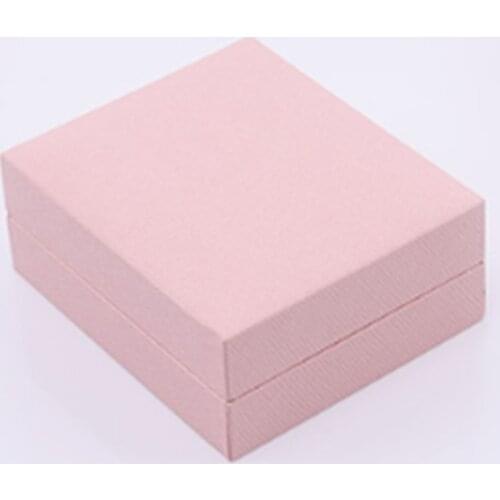 High-grade Leather Paper Pink Jewelry Box Right Angle Filling Paper Ring Box Right Angle Jewelry Box Gift Packaging Box