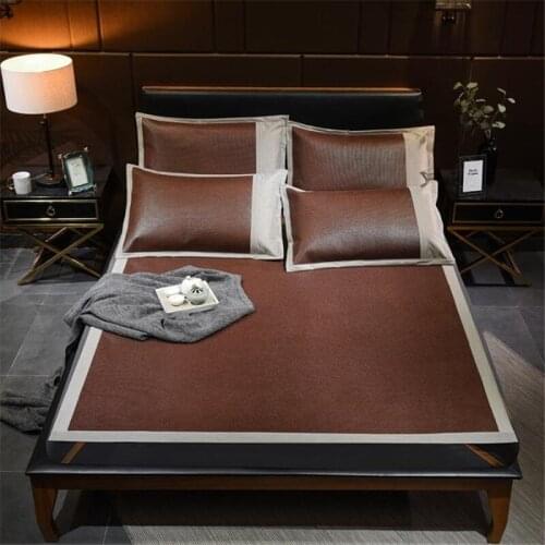 High quality summer Cool mat Fitted sheet set Indonesian bed cover sleeping mat foldable bedspread 2 or 3pcs/set brown bed set