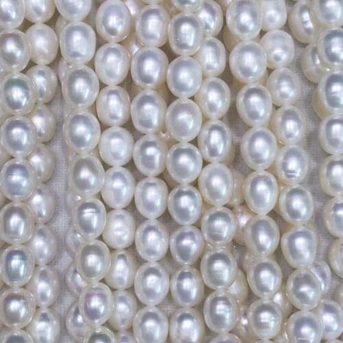Free shipping,16 inch AA high luster 9-10 mm rice pearl ,100% nature freshwater pearl material ,without nuclear