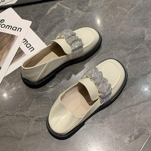 Womens Loafers Shoes Round Toe All-Match Modis Crystal Casual Female Sneakers Flats Slip-on 2021 Rhinestone New On Heels Dress