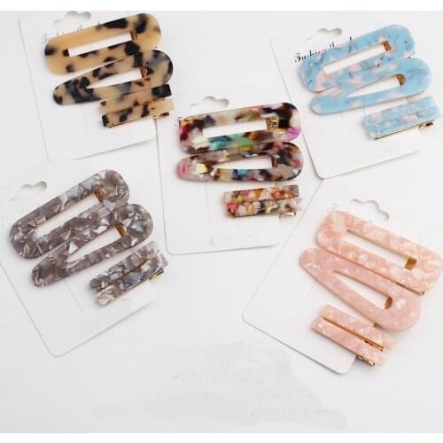 Japan Korea Colorful Leopard Print Hollow Square Waterdrop Hairpins Hair Clips For Women Hair Accessories Hairgrips Barrettes