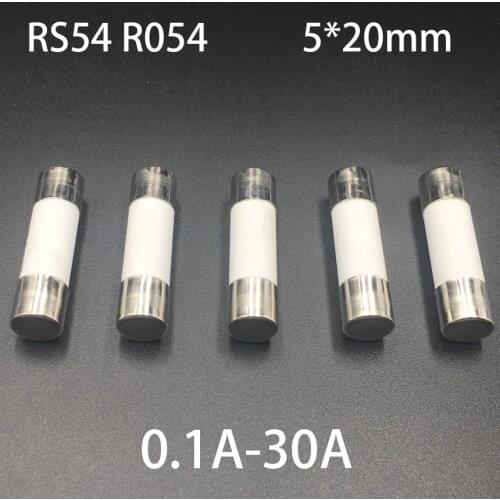 0.1A 0.25A 0.5A 0.63A 1A 1.5A 2A RO54 RS54 250V 5*20mm 5x20mm F Fast Quick Blow Cylindrical Cap Tube Cartridge Ceramic Fuse Link