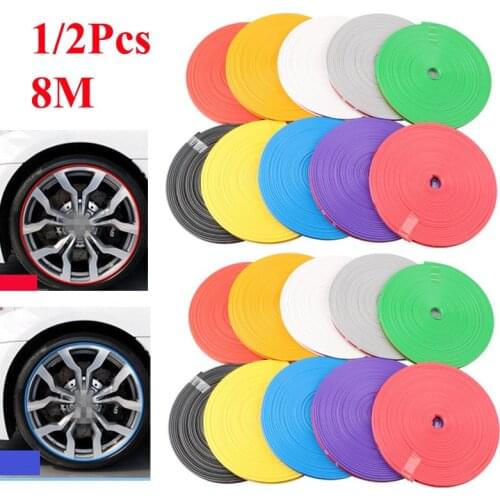 1/2Pcs 8M Car Wheel Rim Protector Decor Strip Rubber Tire Guard Line Rimblades Car Auto Styling Moulding Trim Wheel Decoration