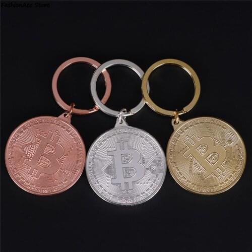 1pc Bronze Color Alloy Bitcoin keychain For Women Man Gift Gold New Car Bag keyring Jewelry 4CM*4 CM/1.57IN*1.57 IN