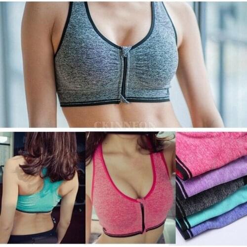 100Pcs/Lot New Women Ladies Zipper Sport Bra Running Gym Yoga Padded Fitness Tank Tops