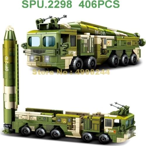 105596 406pcs Military Df-21d Medium Range Anti-ship Ballistic Missile Vehicle 2 Soldier Building Blocks Toy