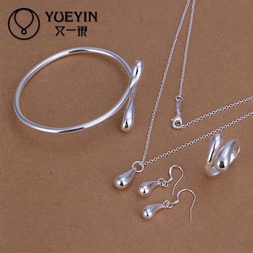 2016 Fashion silver plated Jewerly Set for Women Bridal Party Wedding jewelry sets Wholesale water drop