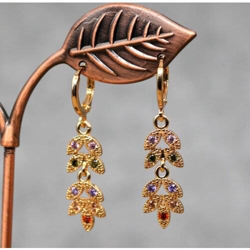 2019 New Statement Women Earrings Indian Jewel Gold Earrings Bohemian Colorful Zircon Earrings OBS4608_GD_MC