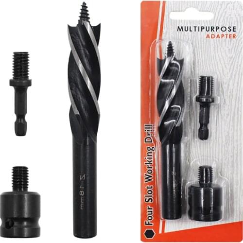 3Pcs/Set HCS Drill Bits Electric Hand drill Four-Slot Four-Edged Deep Hole Drill Woodworking Brad Point Drill Bits Accessories