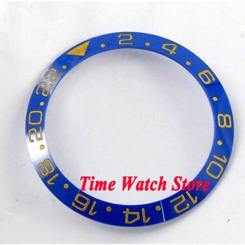 38mm yellow marks blue ceramic bezel insert GMT for 40mm mens watch B42