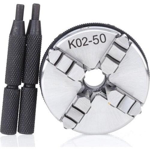 50mm Mini Drill Lathe Chuck 4 Jaw Reversible Self-Centering M14 Thread Mount Lathe Chuck With Lock Rods K02-50 and 2x Lock Rod