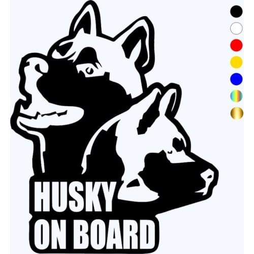 CK2508#15*18cm Husky on board funny car sticker vinyl decal silver/black car auto stickers for car bumper window car decorations