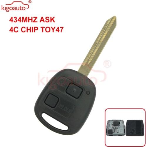 Denso(not Valeo) Kigoauto 2 Button Remote Car Key 433MHZ ASK 4C Chip TOY47 for Toyota RAV4 Corolla Yaris Auris Highlander Prado