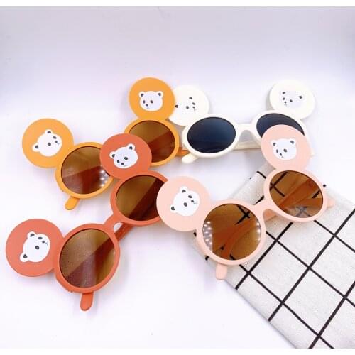 Kids Square Kids Bear Print Frame Headwear Outwear for Girls Boys