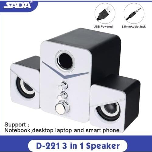 SADA D-221 3 in 1 Home Speaker Set USB Powered Sound Box Atmosphere Lamp for PC Smart Phone 3.5mm Wired Computer PC Speakers