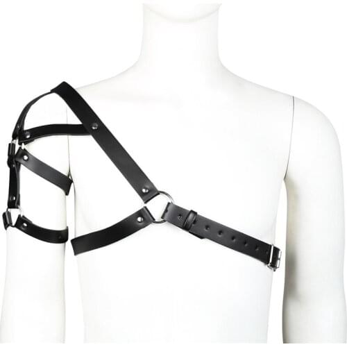 Fetish Men Leather Shoulder Harness Belts BDSM Gay Body Bondage Arm Harness Strap Erotic Rave Exotic Tops Sexual Gay Clothes