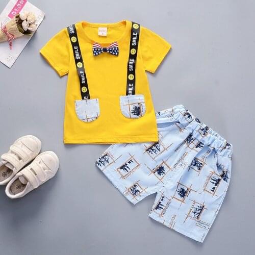 Cotton Childrens Sets Infant Kids Boys Clothes Children Clothing Sets Summer Baby Girls Clothes Cute Smile Print T-Shirt+Shorts