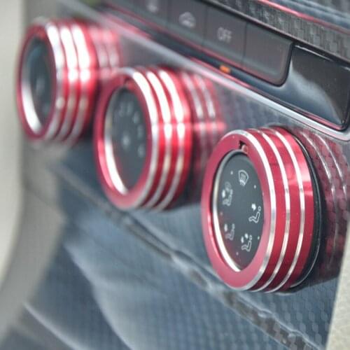 Air Condition Knob Audio Volume Control Button Circle Decoration Trim Ring Cover For VOLKSWAGEN golf 7