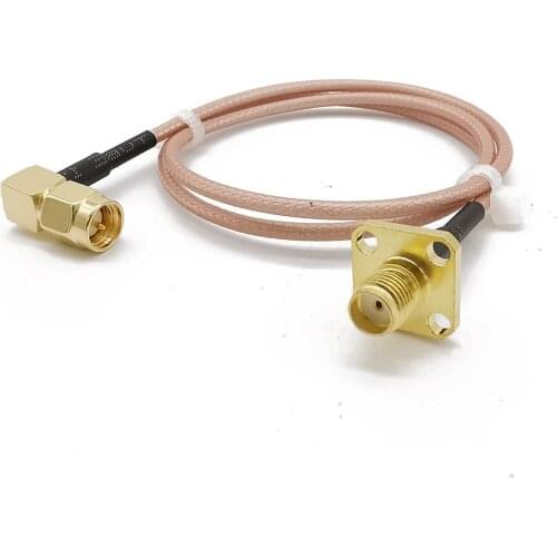 SMA Male Right Angle to SMA Female Flange Cable RG316D Double Shield Silver RF Coaxial Cable For Wireless 3M 5M 8M 10M 12M 15M