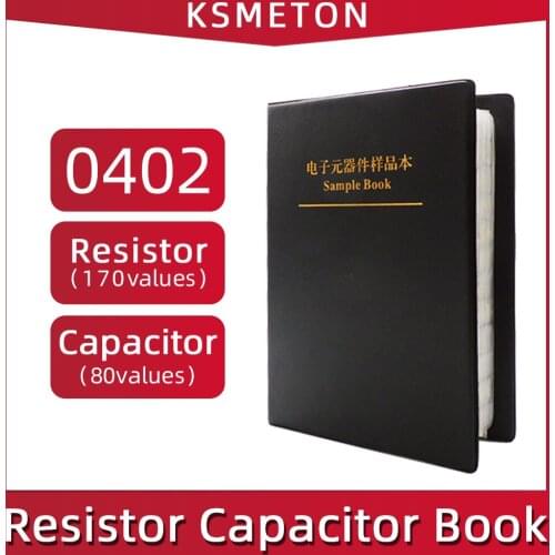 0402 Chip Resistor Capacitor Mixed Book Resistor(0Ω-10MΩ)Capacitor(0.5pf-1uf)SMD SMT Assortment Kit Sample Book