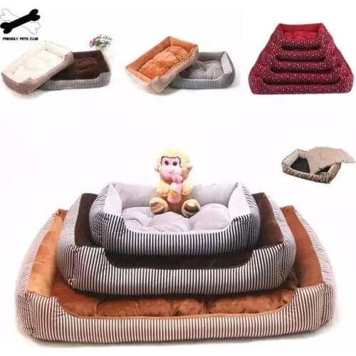 5 Size Pet Bed Dog Warm Pad Winter Mat Striped Pet Products Small Medium Large Big Sized Kennel Waterproof Pet Nest