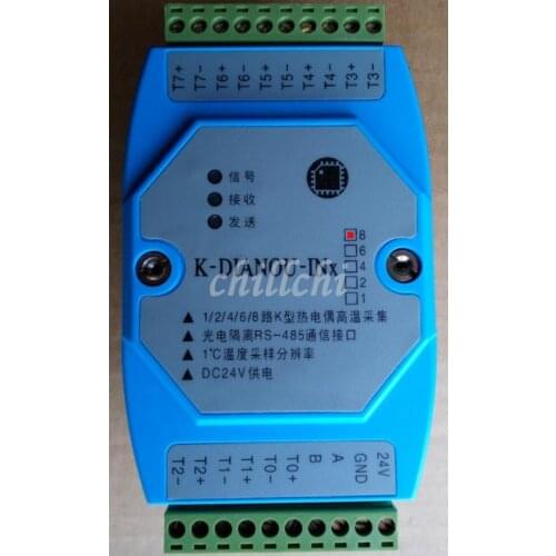 8 road Type K thermocouple temperature temperature measurement module RTU MODBUS protocol photoelectric isolation 485 networking