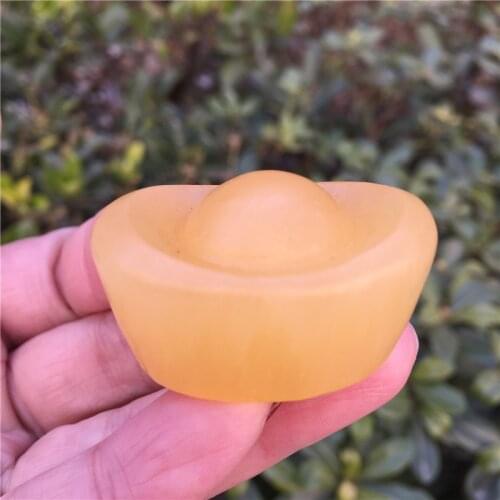 Natural Yellow Jade Crystal Golden Ingot Gemstone Massage Yoni Egg Crystal Reiki Healing Chakra Stone Home Decoration